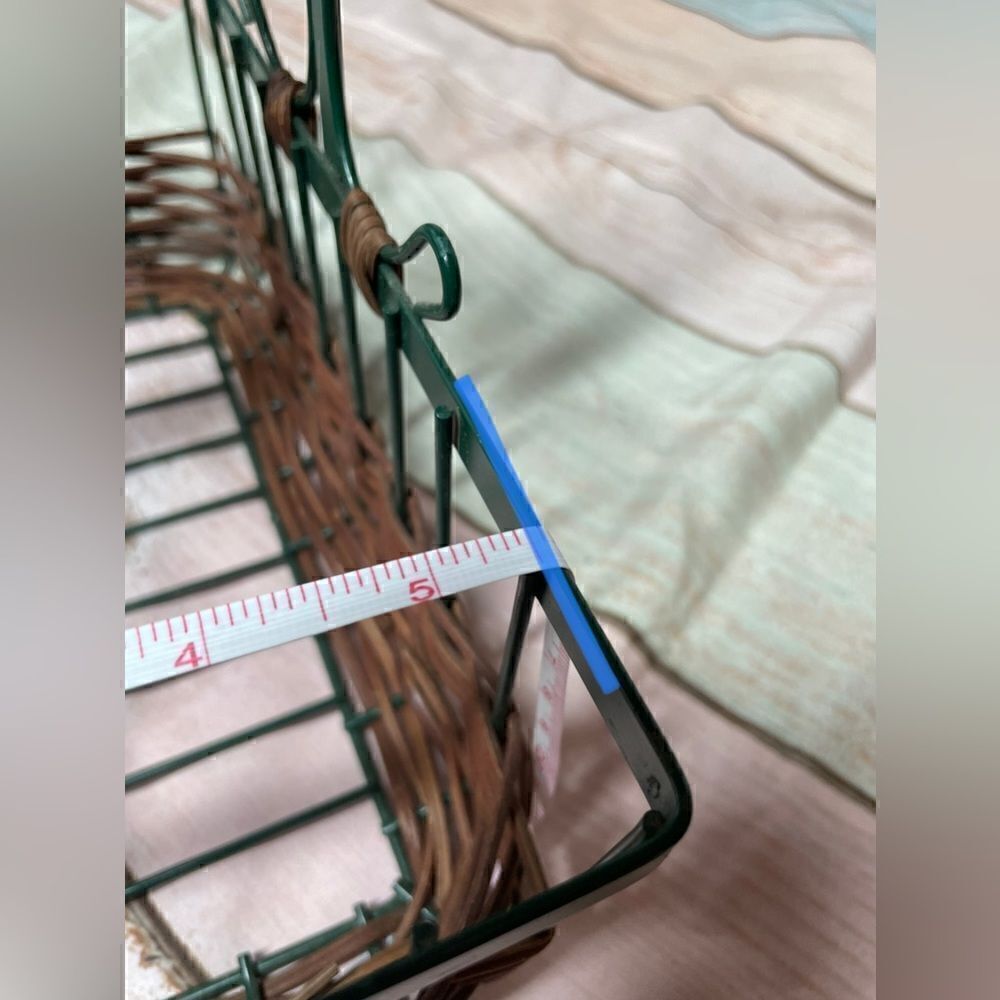 9” Wicker & Green Metal Rectangular Basket EPC Multifunctional Storage D… - Picture 9 of 10